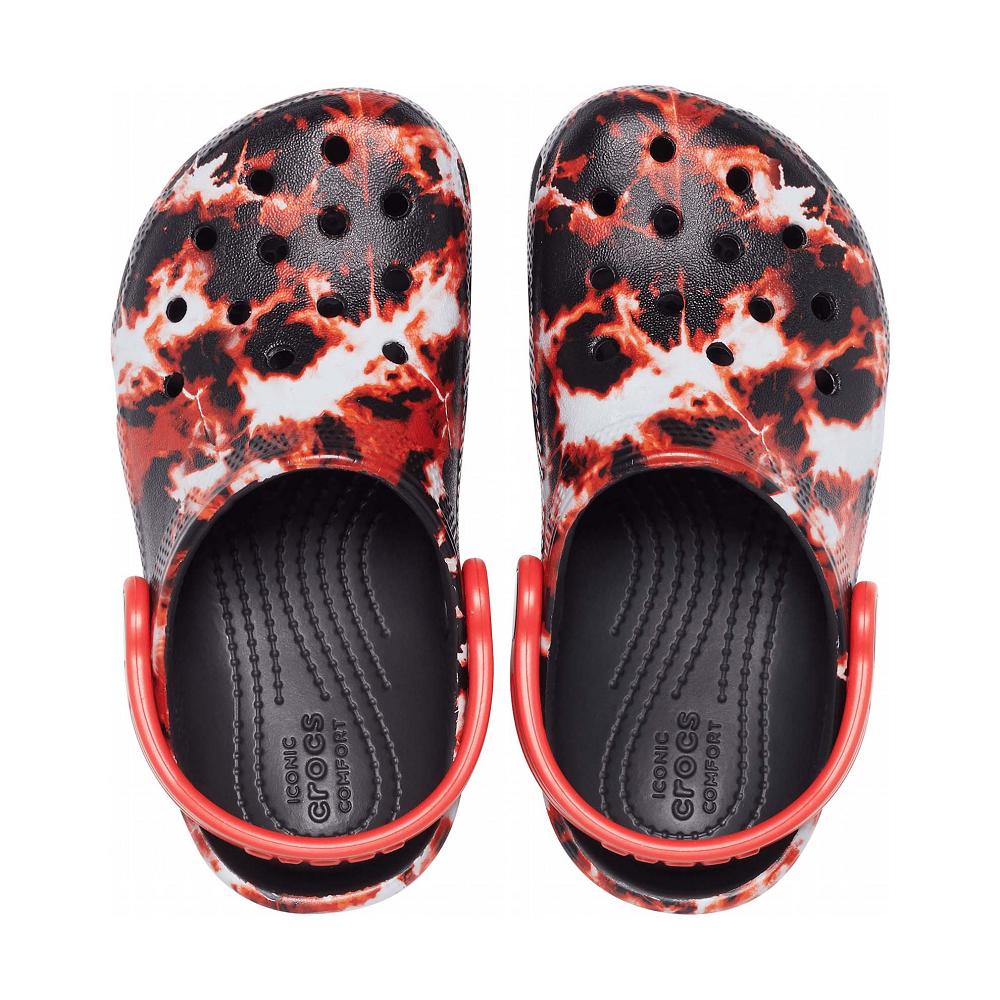 Red / Black Boys' Crocs Classic Bleach Dye Clogs | NZ 1347XYUF